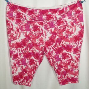 Belle Kim Gravel Pink Tie Dye Soft Stretchy Capri Leggings Plus Size 4X Petite